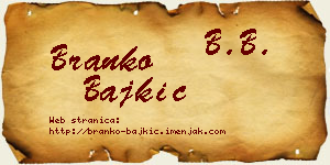 Branko Bajkić vizit kartica